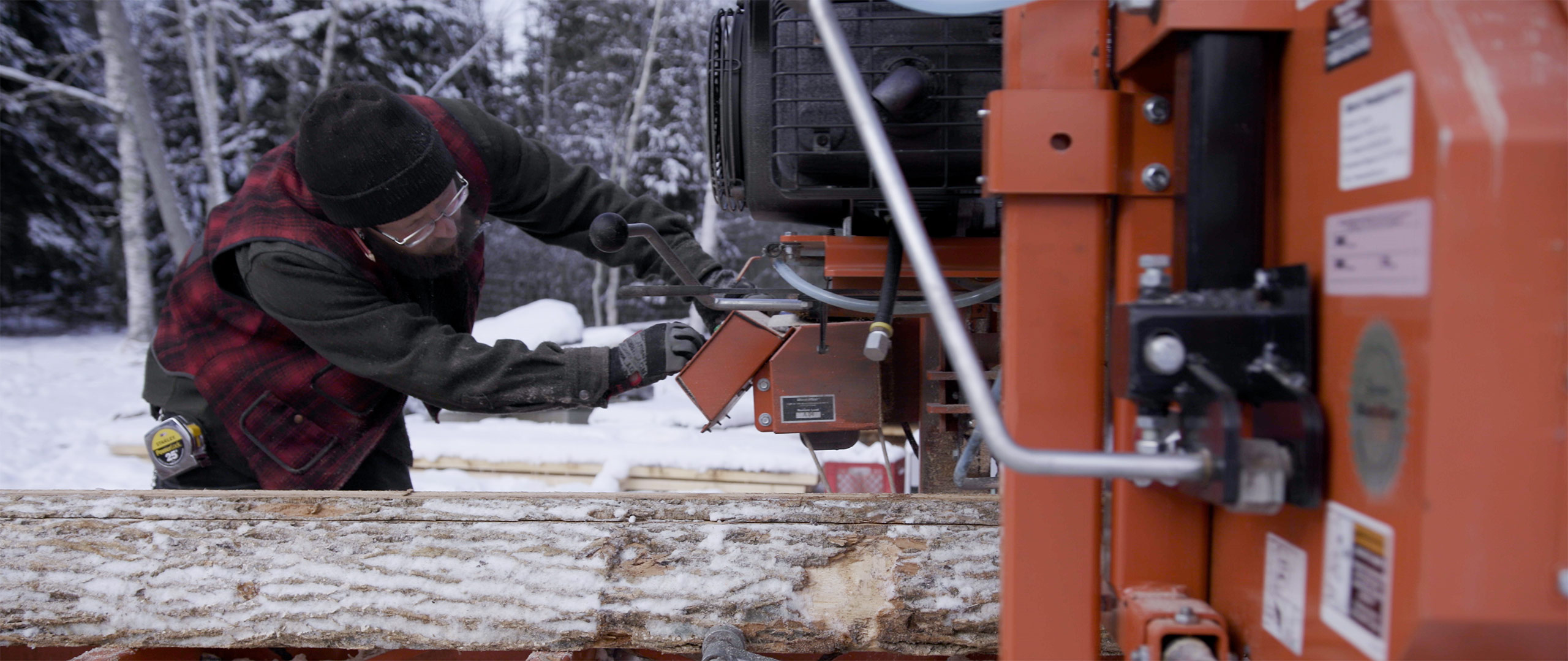 Sawing ash logs - Big Ash Sled